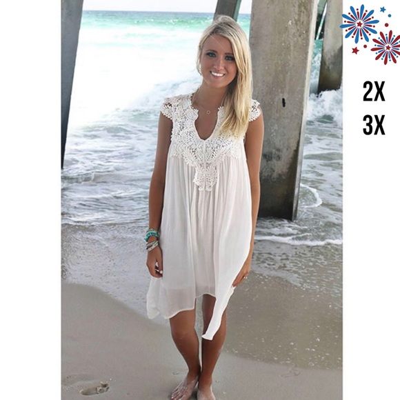 Boho Style Lace Dress Summer Loose Beach Coverup - Picture 3 of 6